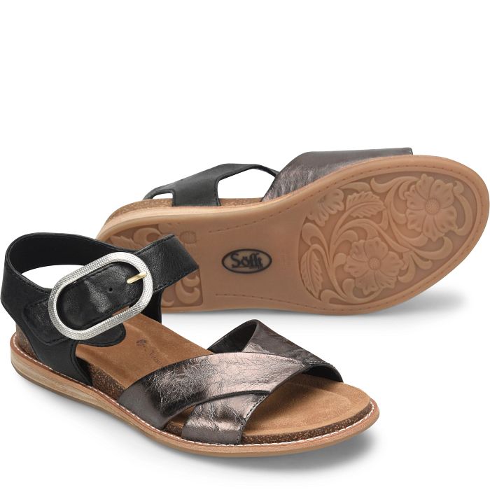 Sofft Bayo in Black/Pewter - Sofft Womens Sandals on