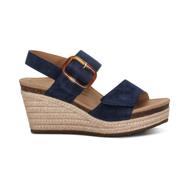 Aetrex Ashley Wedge Sandal Navy Women's 2