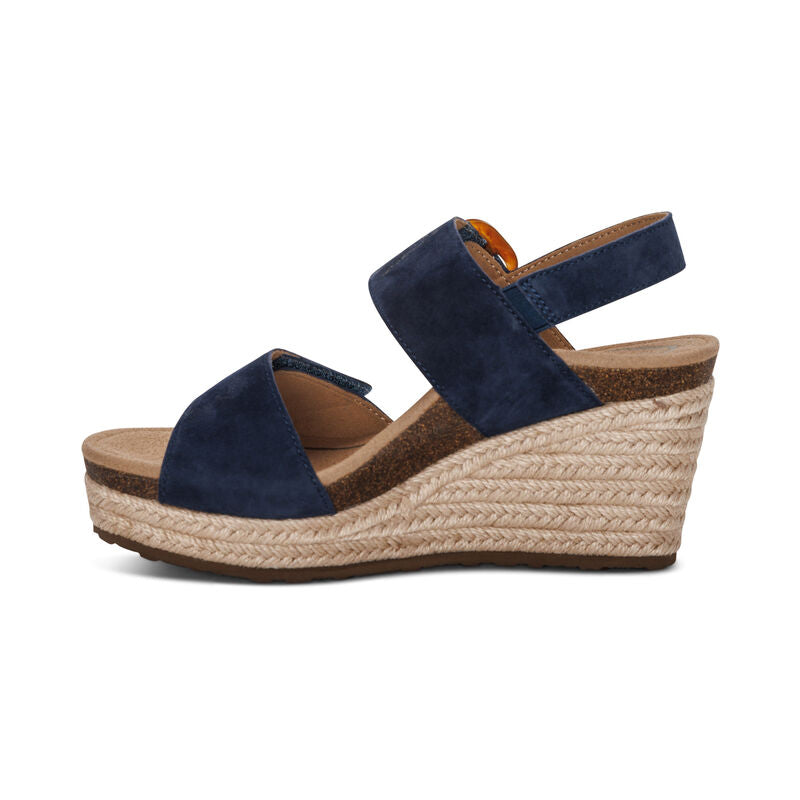 Aetrex Ashley Wedge Sandal Navy Women's 4