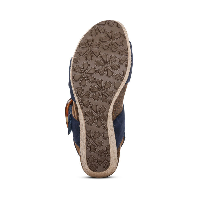 Aetrex Ashley Wedge Sandal Navy Women's 6