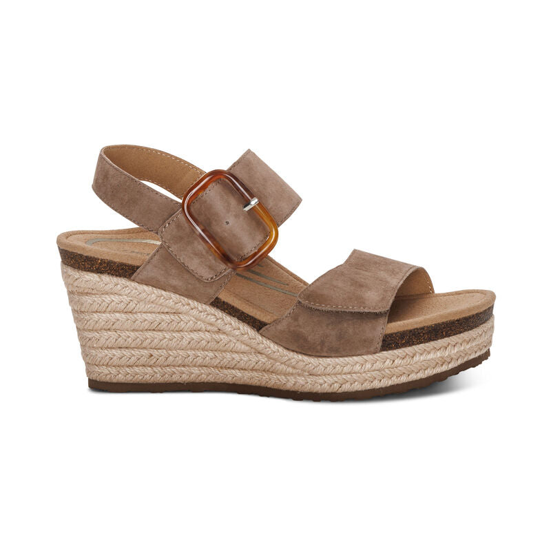 Aetrex Ashley Wedge Sandal Taupe Women's 2