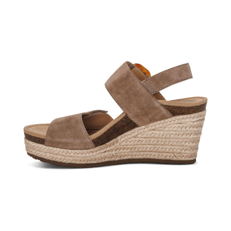 Aetrex Ashley Wedge Sandal Taupe Women's 4