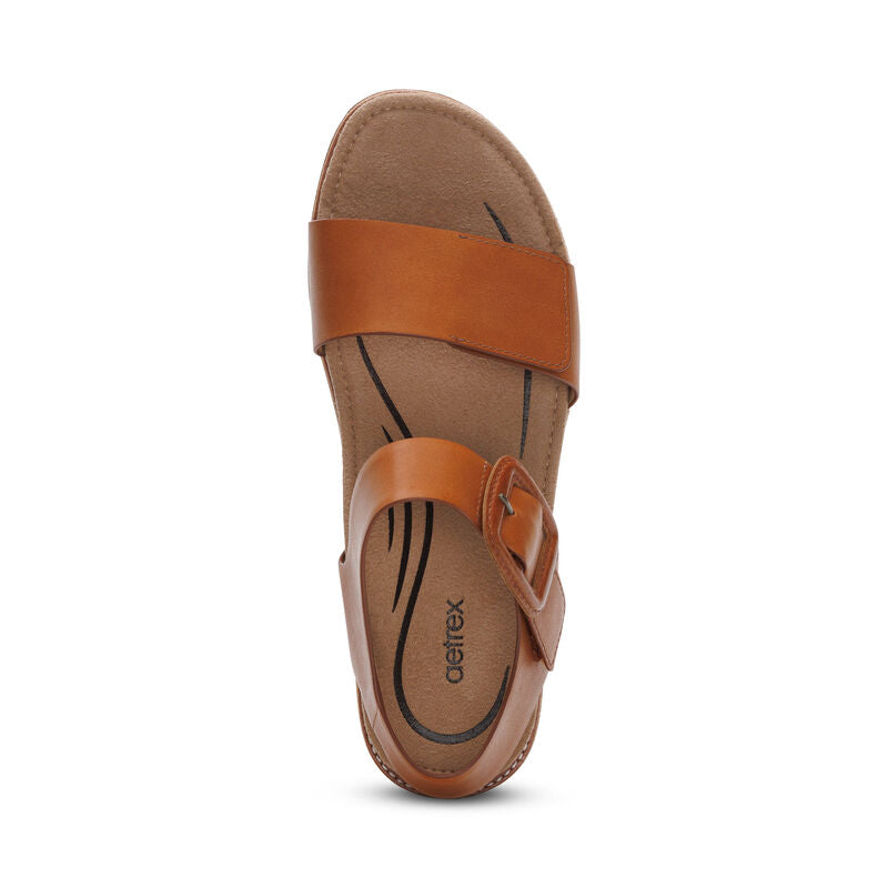 Aetrex Claire Quarter Strap Cognac Women's 5