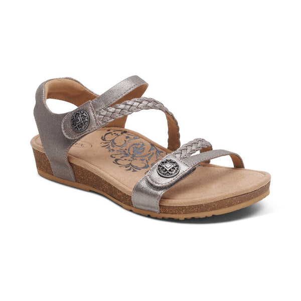 Aetrex Jillian Sandal Brushed Silver Women's 1