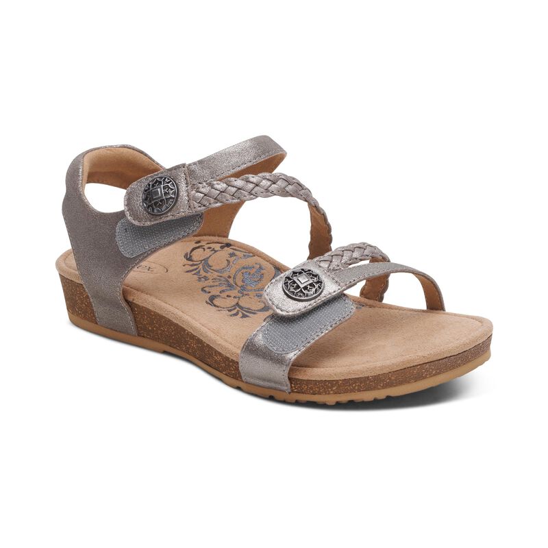 Aetrex Jillian Sandal Brushed Silver Women's 7