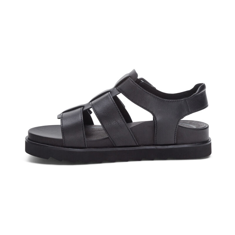 Aetrex Romy Quarter Strap Sandal Black Women's 4