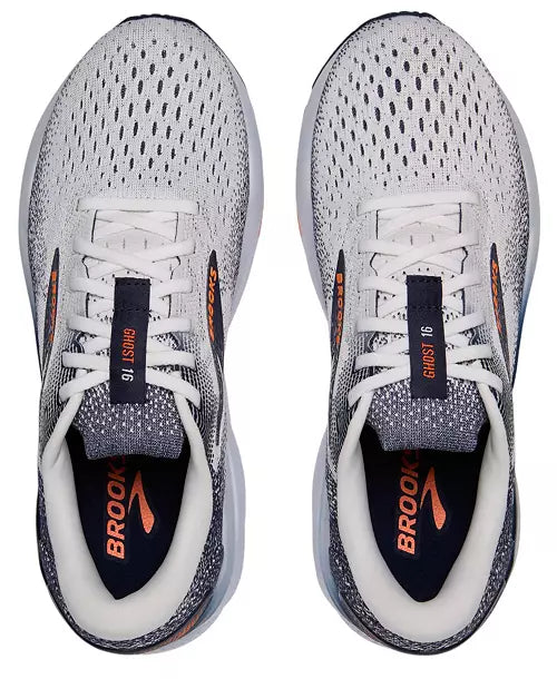 Brooks Ghost 16 White Peacoat Orange Men's 4